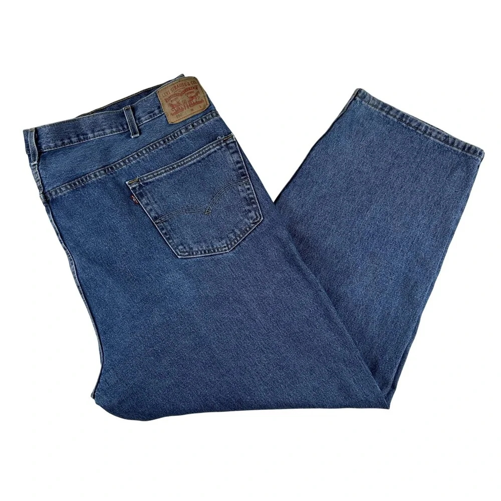 Levis 550 Jeans Mens 50x30 Medium Wash Blue Denim Relaxed Tapered Zip Fly